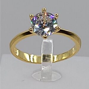 18 KRGP gold engagement ring with a 2.4 carat stone test positive moissanite